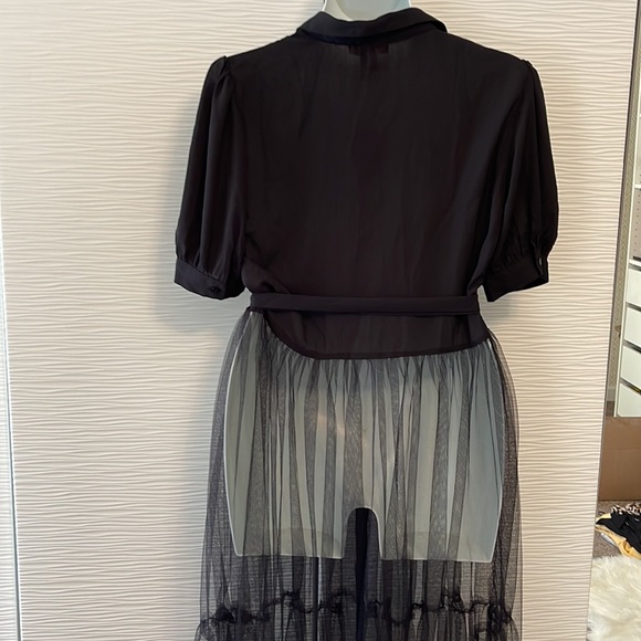*NWT* Black Button up & tulle belted top (tagged 2X  but fits like a Lg) - Picture 7 of 9